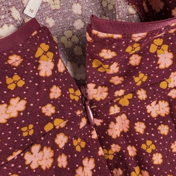 Skirt‎ Size 10 Burgundy Floral Knee Length - Picture 5 of 6